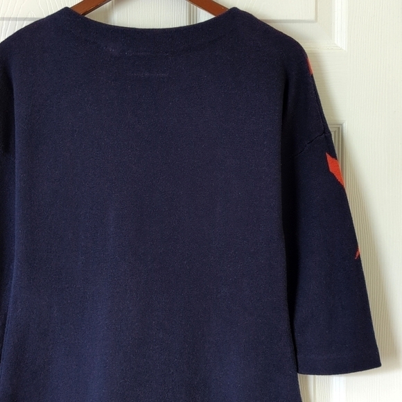 Field Flower Anthropologie Megara Floral Quarter Sleeve Tunic Sweater Navy XS - Picture 12 of 13